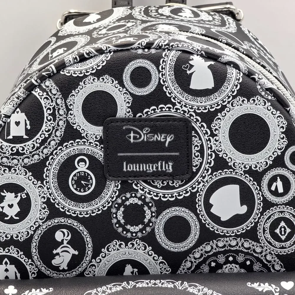 Loungefly Disney Alice In Wonderland Black & White Mini Backpack New